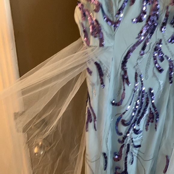 Wedding guest evening prom strapless maxi fairy princess sweetheart sequin dress - Picture 3 of 10